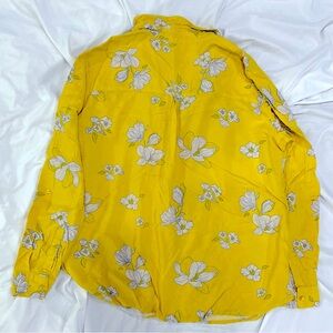John Baner yellow flower pattern Long Sleeve Button down Blouse Size 44 EUR